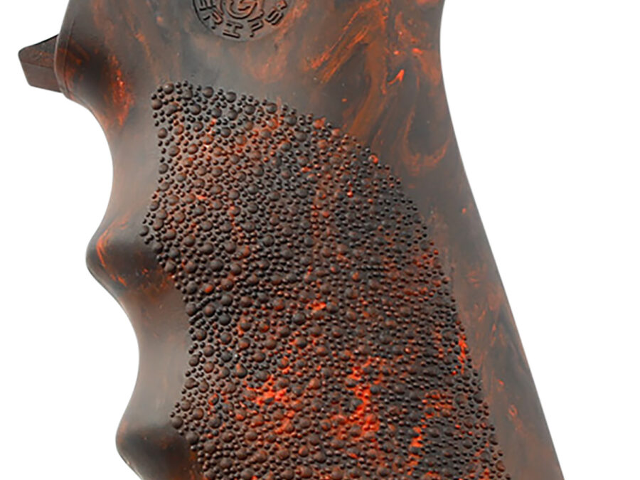 Hogue 15421 OverMolded Beavertail made of Rubber with Red Lava Finish, Cobblestone Texture & Finger Grooves for AR-15, M16