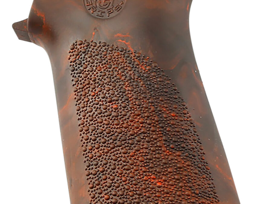 Hogue 15431 OverMolded Beavertail Made of Rubber With Red Lava Cobblestone Finish for AR-15, M16