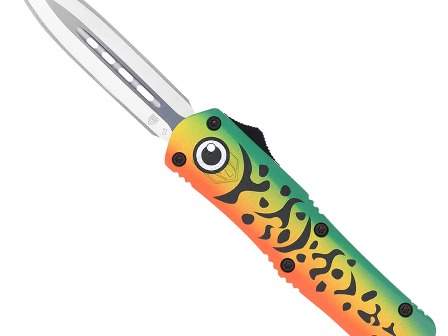 CobraTec Knives MFLGNFS3DAGNS FS-3 Fishing Lure Medium 3" OTF Dagger Plain Satin D2 Steel Blade, 4.50" Green Fishing Lure Aluminum Cerakoted Handle