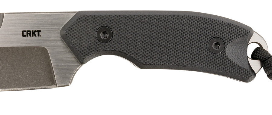 CRKT 4036 Razel  Compact 2.32" Fixed Plain/Top Veff Serrations Brushed Stonewashed D2 Steel Blade, Black G10 Handle, Includes Cord Fob/Sheath
