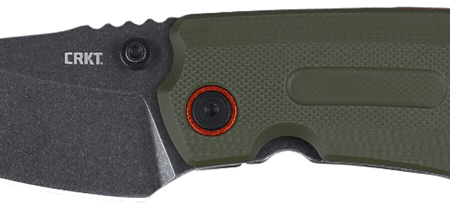 CRKT 6277 Overland  Compact 2.24" Folding Plain Stonewashed D2 Steel Blade, Green w/Orange Accents G10/SS Handle, Includes Pocket Clip