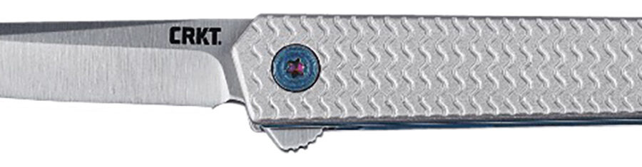 CRKT 7081 CEO Microflipper Micro 2.36" Flipper Drop Point Plain Satin 12C27 Sandvik Blade, Silver Textured w/Blue Liner & Accents Aluminum Handle, Includes Pocket Clip