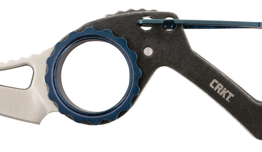 CRKT 9083 Compano  1.44" Folding Sheepsfoot Plain Satin 8Cr13MoV SS Blade/Black Stonewashed w/Blue Accents Stainless Steel Handle