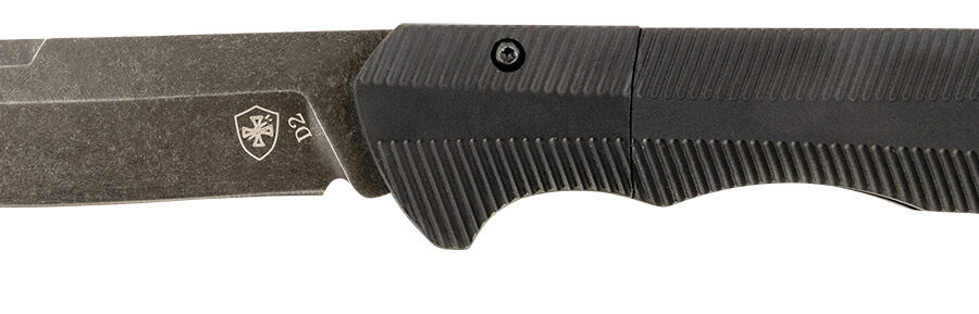 Templar Knife AAABK321 Auto Assist  3.50" Folding Drop Point Plain Black Oxide Stonewashed D2 Steel Blade, 4.25" Aluminum Handle