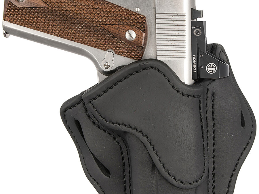 1791 Gunleather ORBH1SSBLR BH1 Optic Ready OWB Stealth Black Leather Belt Slide Fits 4-5" 1911 Right Hand
