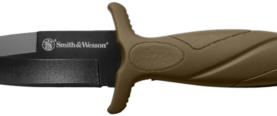 Smith & Wesson Knives 1100073 H.R.T. Flase Edge 2.75" Fixed Plain Black Oxide Stainless Steel Blade Flat Dark Earth Rubber Handle Includes Sheath