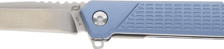Schrade 1159320 Inert  EDC 3.25" Folding Wharncliffe Part Serrated Satin AUS-10A SS Blade, 4.25" Blue Aluminum Handle
