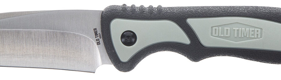 Old Timer 1137135 Trail Boss  3.70" Fixed Drop Point Plain Stainless Steel Blade 5.25" TPE Handle Includes Sheath