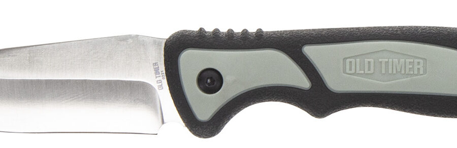 Old Timer 1137138 Trail Boss  3.70" Fixed Gut Hook Plain Stainless Steel Blade, TPE Handle Includes Sheath