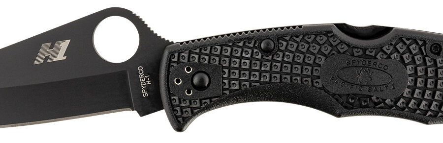 Spyderco C91PBBK2 Pacific Salt 2 3.78" Folding Drop Point Plain Black H2 Steel Blade/ Black Textured FRN Handle