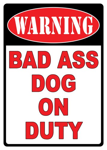 RIVERS EDGE SIGN 12"x17" - "WARNING BAD A** DOG"