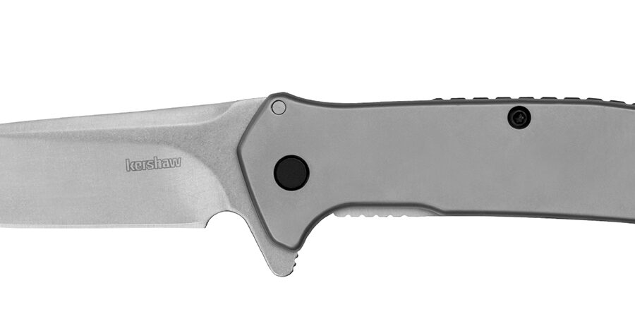 Kershaw  Outcome  2.80" Folding Clip Point Plain Stonewashed 8Cr13MoV SS Blade/Bead Blasted Stainless Steel Handle Includes Pocket Clip