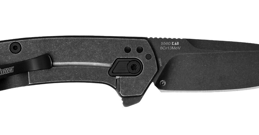 Kershaw  Radar  2.90" Folding Drop Point Plain Black Oxide Blackwash 8Cr13MoV SS Blade & Stainless Steel Handle Includes Pocket Clip