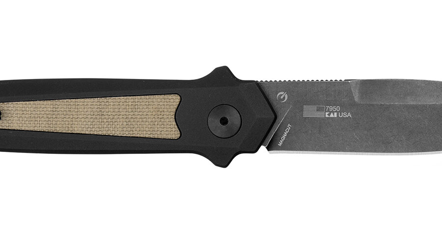 Kershaw  Launch 15 Full Size 3.50" Folding Spear Point Plain Black Oxide Blackwash CPM MagnaCut Steel Blade/Black Anodized w/Tan Canvas Aluminum w/Micarta Inserts Handle Includes Pocket Clip