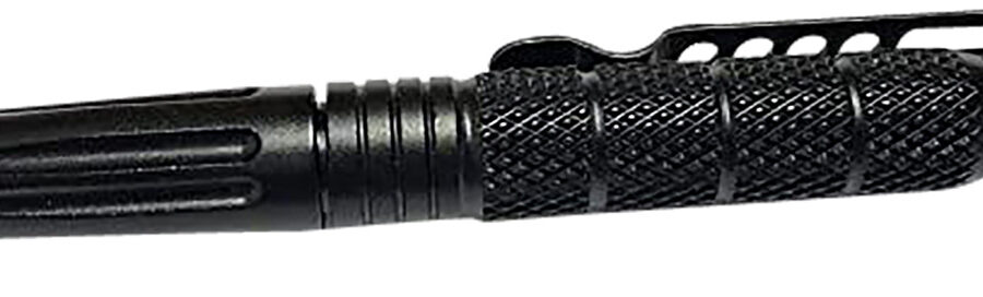 Uzi Accessories UZITACPEN2BK UZI Defender Black Aluminum Self Defense Pen Features Glass Breaker
