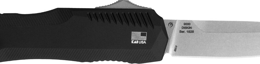 Kershaw 9000 Livewire  3.30" OTF Spear Point Plain Stonewashed CPM 20V SS Blade/ Textured Black Anodized Aluminum Handle Includes Pocket Clip