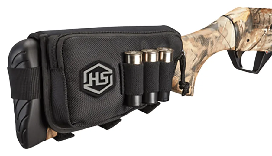 Hunters Specialties 01621 Buttstock Shell Holder  W/Pouch Holds 3 Rounds Black Polyester