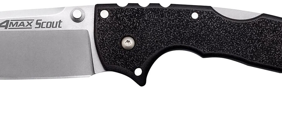 Cold Steel CS62RQZ 4-Max Scout 4" Folding Drop Point Plain Stonewashed/6" Black Griv-Ex Handle Includes Belt Clip
