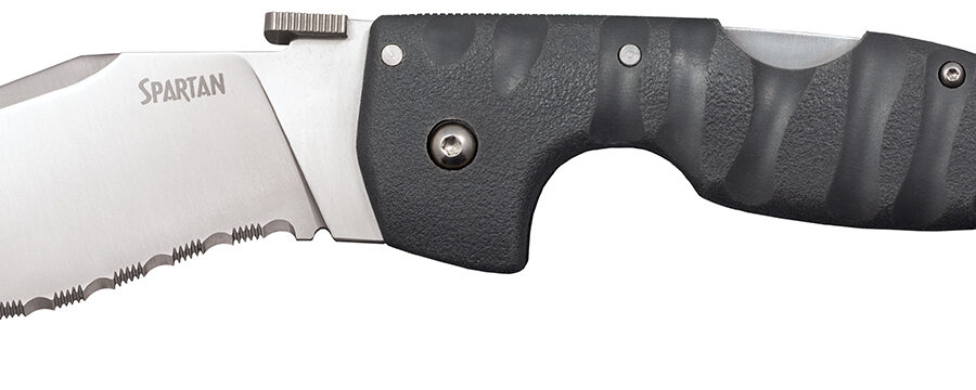 Cold Steel CS21SS Spartan  4.50" Folding Clip Point Serrated Satin Griv-Ex Blade/6" Black Contoured Griv-Ex Handle Includes Belt Clip