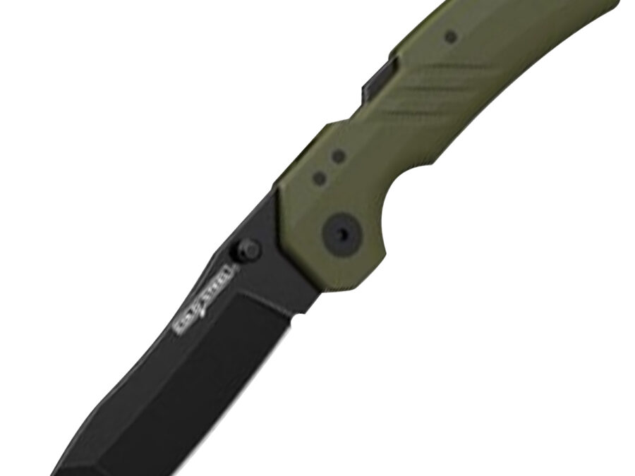 Cold Steel CSFL30DPLTBGZ Engage  3" Folding Tanto Plain Black PVD Stonewashed 4116 SS Blade/4.11" OD Green GFN Handle Includes Belt Clip
