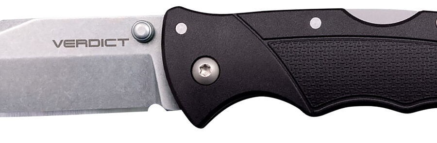 Cold Steel CSFLC3CPSSZ Verdict  3" Folding Clip Point Plain Stonewashed 4116 SS Blade/Black GFN Handle Includes Belt Clip