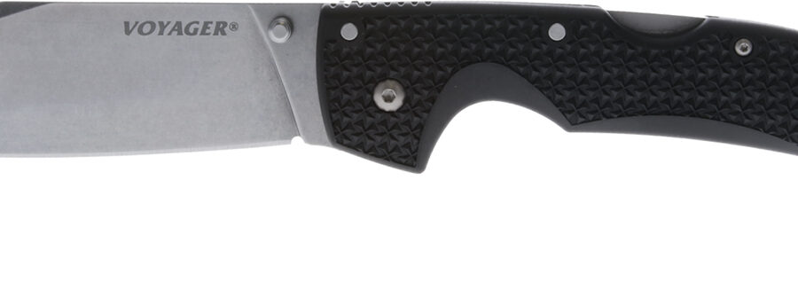Cold Steel CS29AXB Voyager XL 5.50" Folding Drop Point Plain Stonewashed AUS-10A SS Blade/6.75" Black Textured Griv-Ex Handle Includes Belt Clip