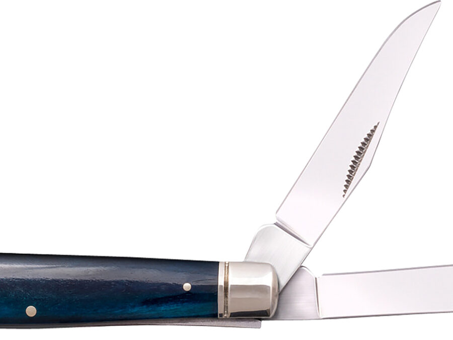 Cold Steel CSFLMTRPRB Trapper  Mini 2.60"/2.70" Folding Clip/Spey Plain 3Cr13MoV SS Blade/Dark Blue w/Polished Bolsters Bone Handle
