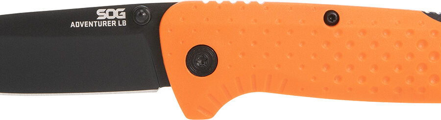 S.O.G SOG13110243 Adventure LB 3.50" Folding Plain Orange Black TiNi 5Cr15MoV Blade, Blaze Orange Textured GRN Handle