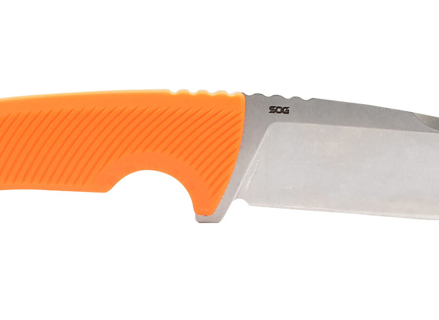 S.O.G SOG17060343 Tellus FX 4.20" Fixed Clip Point Plain Stonewashed Cryo 440C SS Blade/ Blaze Orange Textured GRN Handle