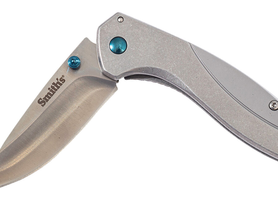 Smiths Products 51245 Noesis  2.75" Folding Drop Point Plain Satin 400 SS Blade/Bead Blasted Stainless Steel Handle Includes Pocket Clip