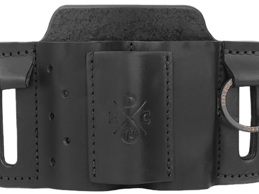 1791 Gunleather MNESMFBLKA EDC Mini Easy Slide OWB Black Leather Belt Slide Ambidextrous