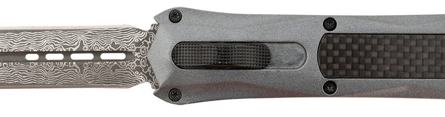 Steel River Knives A163BDD Spartan  3.50" OTF Dagger Plain Damascus 440C SS Blade/Gray w/Carbon Fiber Inlay Aluminum Zinc Alloy Handle