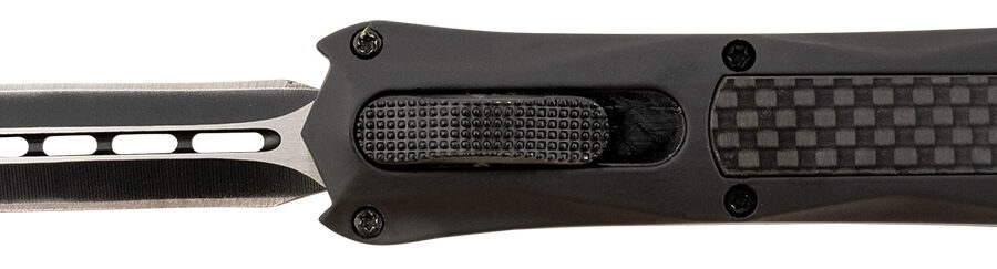 Steel River Knives MA163BD Spartan  Mini 2.70" OTF Dagger Plain Black/Silver 440C SS Blade/ Black w/Carbon Fiber Inlay Aluminum Zinc Alloy Handle