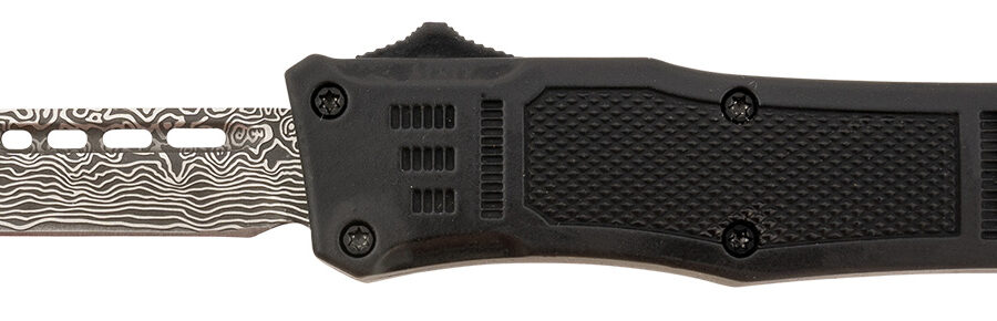 Steel River Knives MT616BDP Spartan  Mini 2.75" OTF Tanto Plain Laser Etched Damascus 440C SS Blade/4.25" Black Aluminum Zinc Alloy Handle