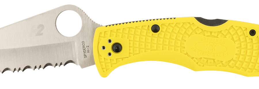 Spyderco C91SYL2 Pacific Salt 2 3.78" Folding Serrated Stonewashed H2 Steel/Blade Yellow FRN Handle