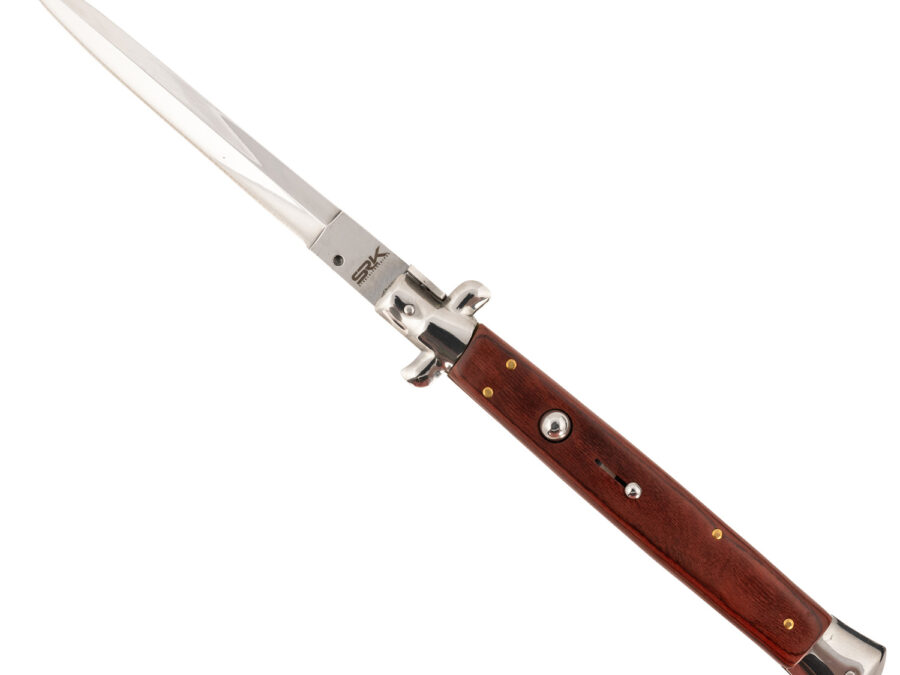 Steel River Knives CIRWD Spartan  6" Italian Dagger Polished Blade 7" Red Wood Handle Side Open