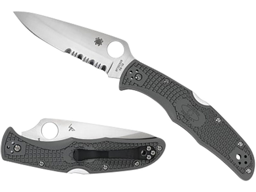 Spyderco C10PSFG Endura 4 Lightweight 3.75" Folding Part Serrated Satin VG-10 SS Blade/Foliage Green Bi-Directional Texturing FRN Handle Includes Pocket Clip