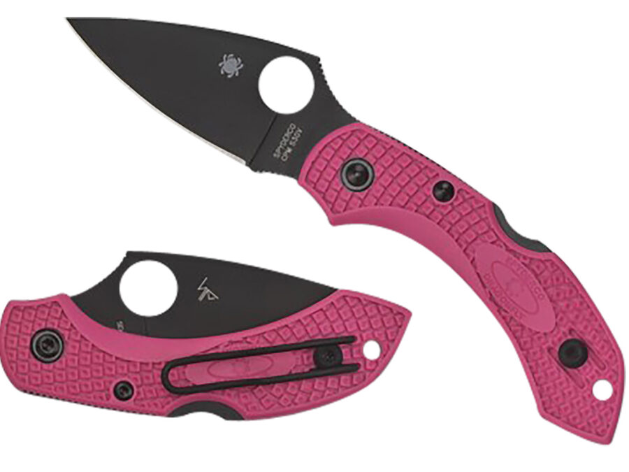 Spyderco C28FPPNS30VBK2 Dragonfly 2  2.30" Folding Plain Black TiCN CPM S30V SS Blade/Pink Textured w/Black Accents FRN Handle Includes Pocket Clip