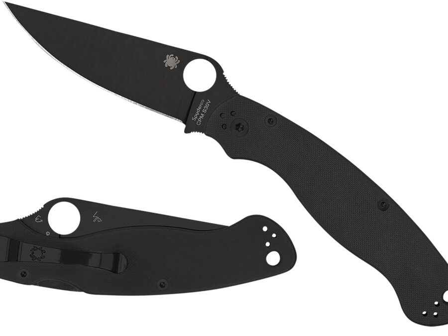 Spyderco C36GPBK2 Military 2  4" Folding Plain Black DLC CPM S30V SS Blade/ Black Textured G10 Handle Includes Pocket Clip