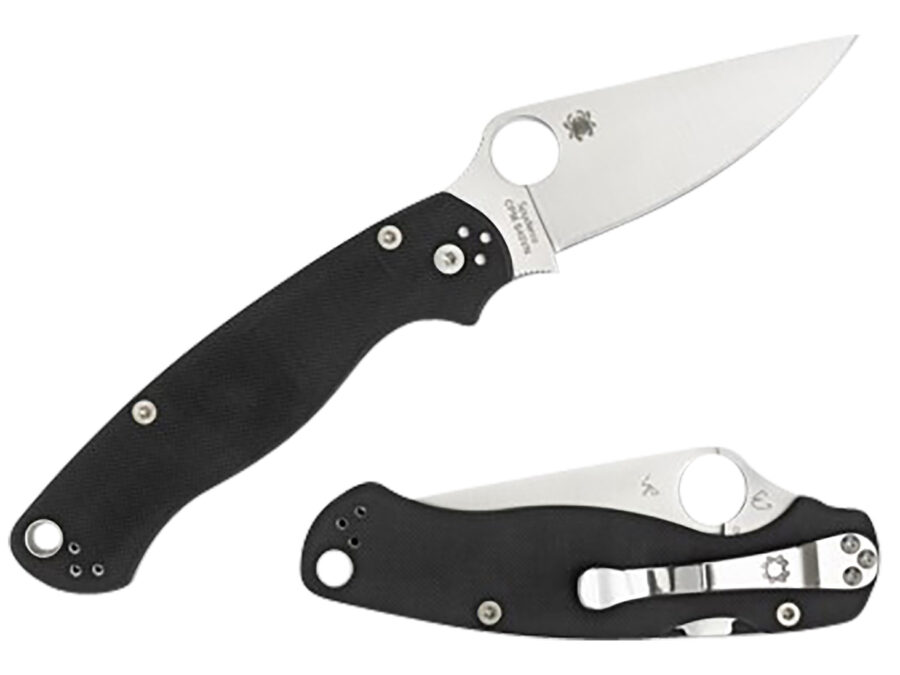 Spyderco C81GPLE2 Para Military 2  3.42" Folding Plain Satin CPM S45VN SS Blade Black Textured G10 Handle Left Hand Includes Pocket Clip