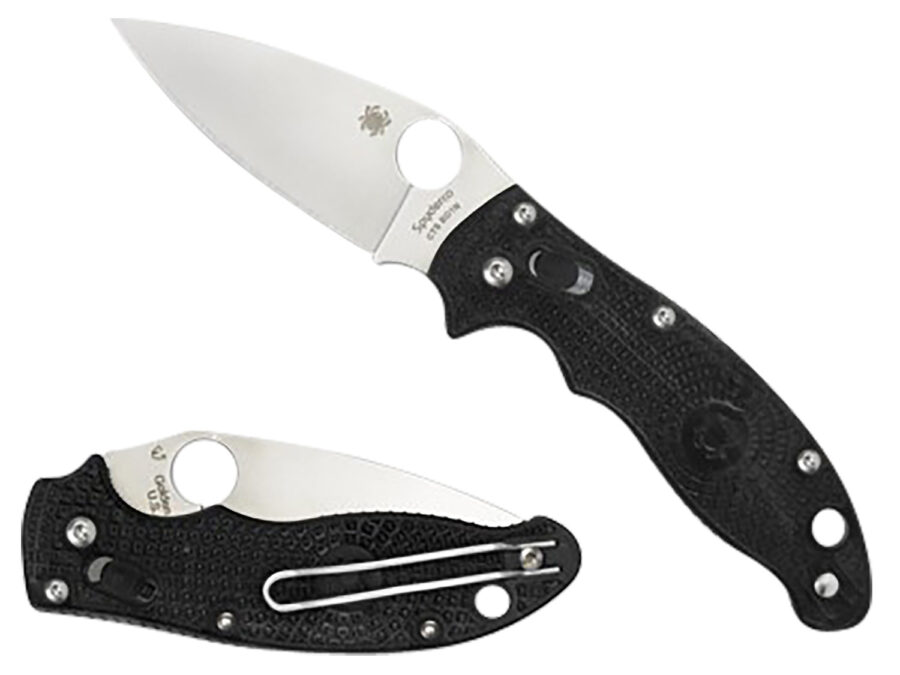 Spyderco C101PBK2 Manix 2 Lightweight 3.37" Folding Plain Satin CTS BD1 SS Blade/Black Bi-Directional Texturing FRCP Handle Includes Pocket Clip