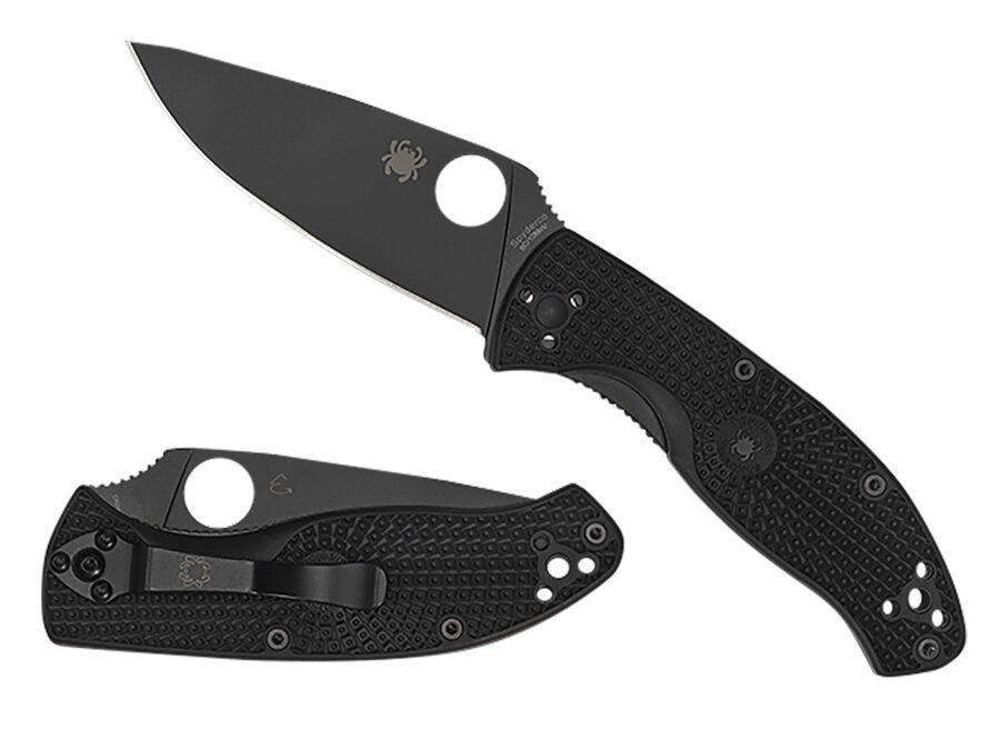 Spyderco C122PBBK Tenacious Lightweight 3.39" Folding Plain Black Oxide 8Cr13MoV SS Blade/Black Bi-Directional Texturing FRN Handle Includes Pocket Clip