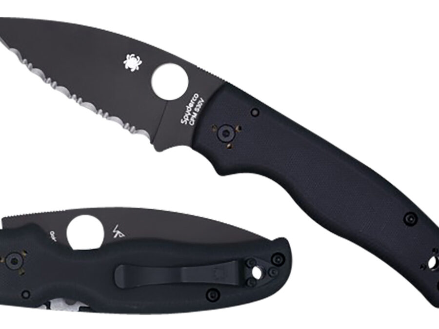 Spyderco C229GSBK Shaman  3.58" Folding Serrated Black DLC CPM S30V SS Blade/Black Textured G10 Handle Includes Pocket Clip