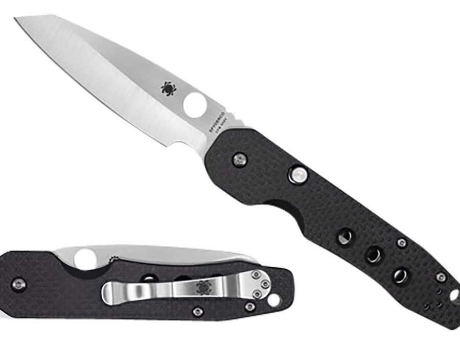 Spyderco C240CFP Smock  3.39" Folding Plain Stonewashed CPM S30V SS Blade/Black Textured Carbon Fiber/G10 Handle