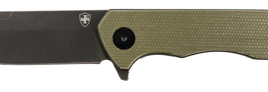 Templar Knife PFMGN321 Paladin  3.27" Folding Drop Point Plain Black Powder Coated D2 Steel Blade, 4.40" Green Micarta Handle