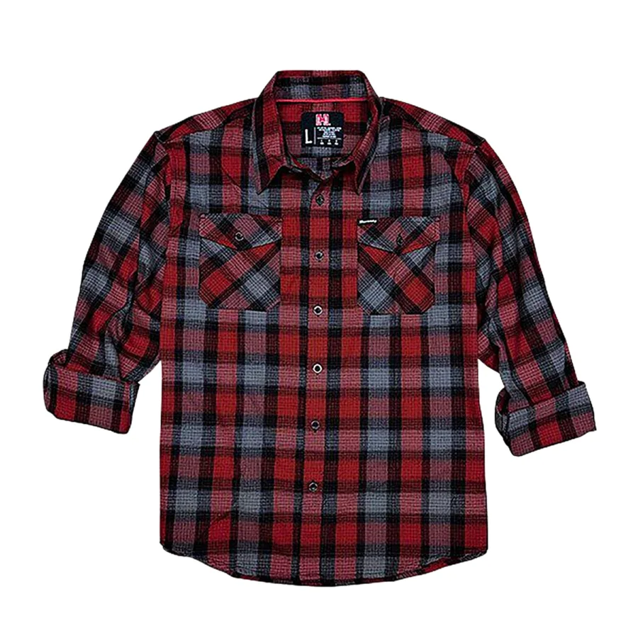 Hornady Gear 32195 Flannel Shirt 2XL Red/Black/Gray, Cotton/Polyester, Relaxed Fit Button Up