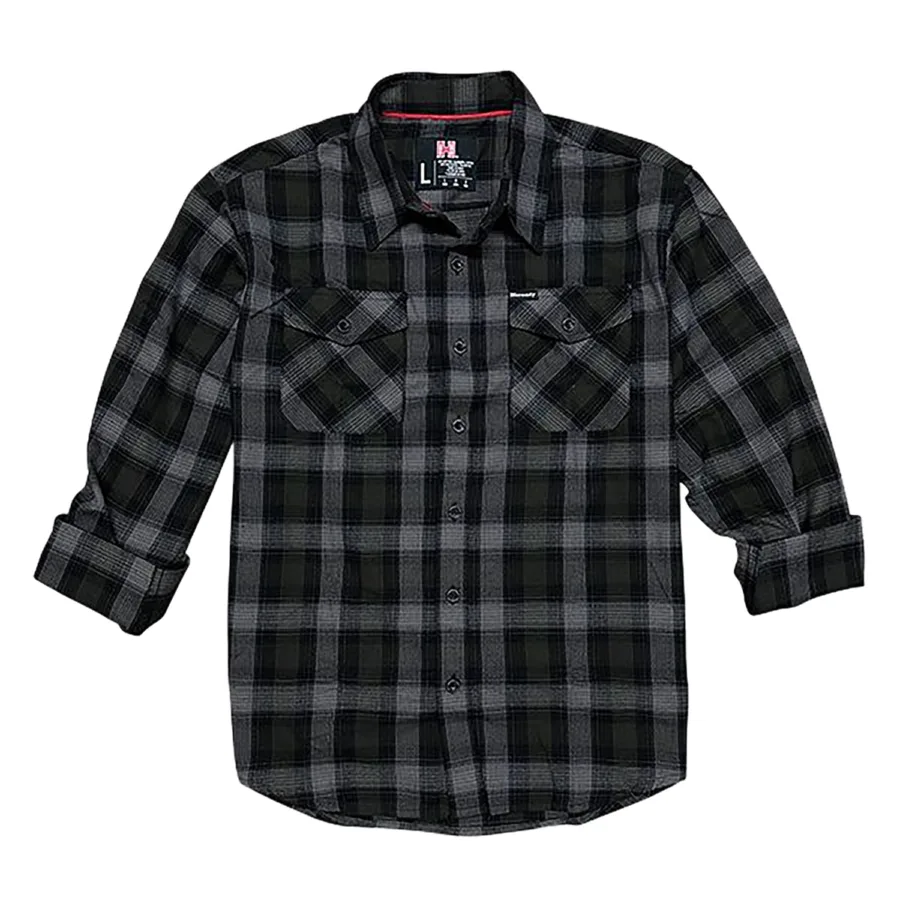 Hornady Gear 32215 Flannel Shirt 2XL Olive/Black/Gray, Cotton/Polyester, Relaxed Fit Button Up