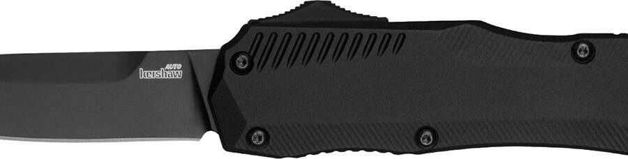 Kershaw 9000BLK Livewire  Automatic 3.30" OTF Spear Point Plain Black DLC CPM MagnaCut Steel Blade, Black Anodized Aluminum Handle, Includes Pocket Clip