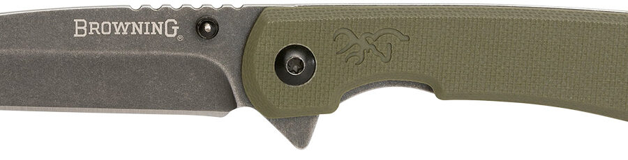 Browning 3220507 Branded Rock  EDC 3" Folding Tanto Plain Black Stonewashed 7Cr17MoV SS Blade OD Green, G10 Handle