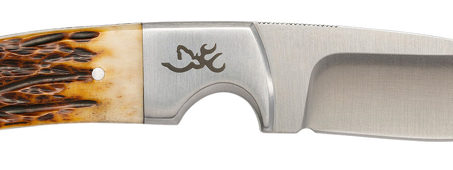 Browning 3220509B Buckmark Hunter 3" Fixed Drop Point Plain 8Cr13MoV SS Blade, Brown Jigged Ox Bone Handle, Box